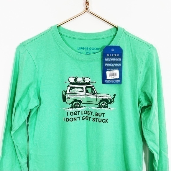 Life is Good NWT XS Long Sleeve Womens Crusher Tee Green Snow Winter Jeep Bronco - Picture 2 of 10